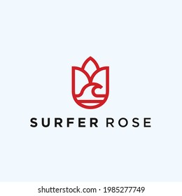 logotipo de rosa abstracto. icono de surf