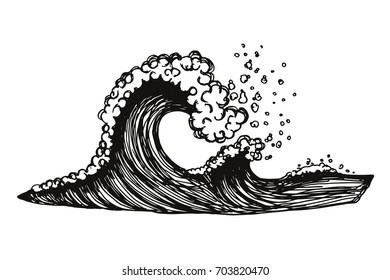 Waves of sea with foam