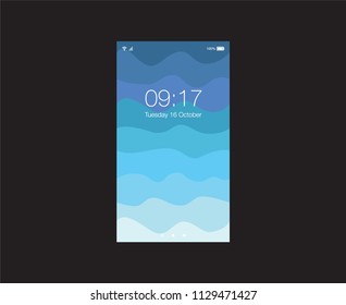 Waves sea or ocean abstract vertical hd mobile phone background screen smartphone. Vector illustration
