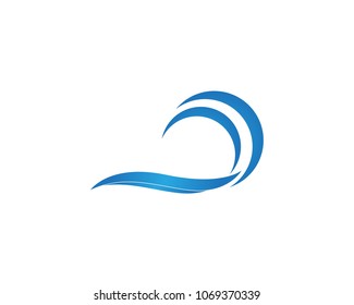 Waves of sea or ocean waves, blue water, splash and gale, vector illustration