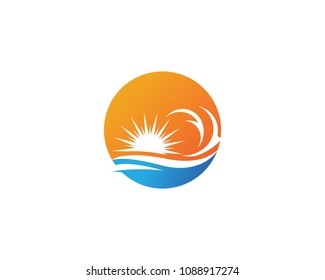 Waves of sea or ocean waves, blue water, splash and gale, vector illustration
