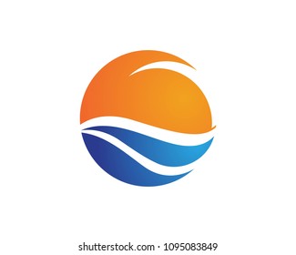 Waves of sea or ocean waves, blue water, splash logos