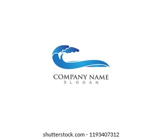 Waves of sea or ocean waves, blue water, splash and gale, vector illustration