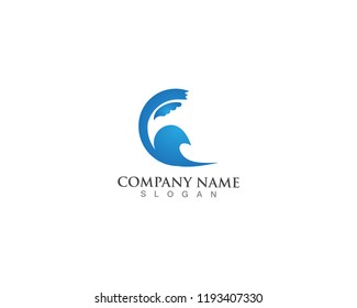 Waves of sea or ocean waves, blue water, splash and gale, vector illustration