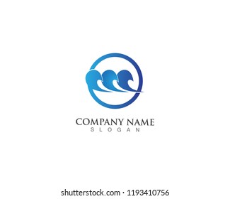 Waves of sea or ocean waves, blue water, splash and gale, vector illustration