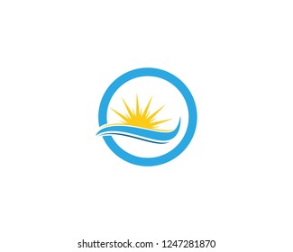 Waves of sea or ocean waves, blue water, splash and gale, vector illustration