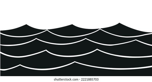 Waves of the sea, ocean in vector, can be used as a background