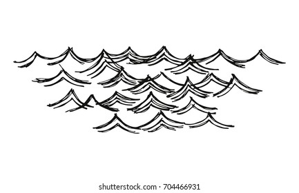 waves of sea vector. hand drawing