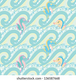 waves and seahorses pattern