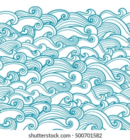 Waves seamless border pattern. May be used like an Invitation card design. Vector illustration with sea waves.
