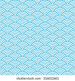 waves seamless pattern in china ancient style vector illustration