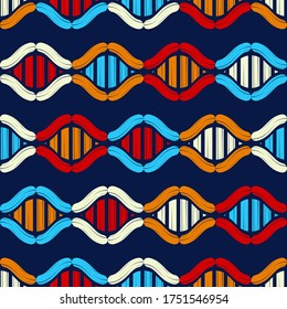 Waves. Seamless pattern. Geometry. Design with manual hatching. Textile. Ethnic boho ornament. Vector illustration for web design or print.