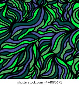 Waves seamless pattern. Green background, vector