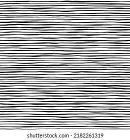 Waves seamless pattern. Hand drawn lines abstract background. Black and white stripes texture. Monochrome vector illustration