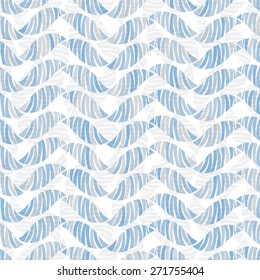 Waves seamless pattern. Light Blue Abstract Vector Background.