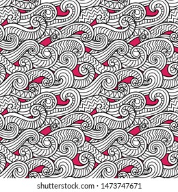 Waves seamless pattern. May be used like an Invitation card design. Vector illustration with sea waves.