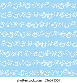 Waves seamless pattern. Retro fabric texture. Ocean, sea background.