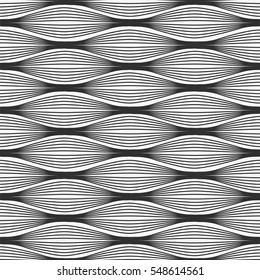 Waves seamless pattern. Stock vector illustration of abstract elements in rows.