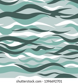 Waves seamless pattern. Turquoise. Print texture.Abstract background. Vector