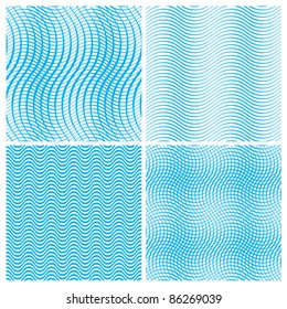 Waves seamless patterns set, vector backgrounds.