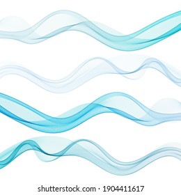
Waves set. Abstract blue stylish smoke wave background, elegant wave lines for business banner, presentation