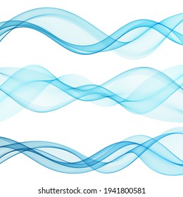 Conjunto de ondas, onda horizontal de fondo abstracto de humo azul, elemento de diseño vectorial