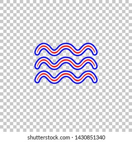 Waves sign illustration. Red, white and contour icon at transparent background. Illustration.