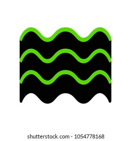 Waves sign illustration. Vector. Green 3d icon with black side on white background. Isolated.