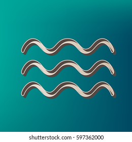 Waves sign illustration. Vector. Icon printed at 3d on sea color background.
