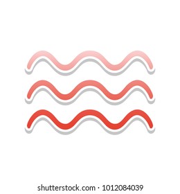 Waves sign illustration. Vector. Reddish icon with white and gray shadow on white background. Isolated.