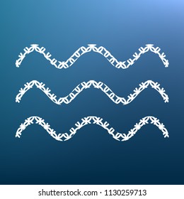 Waves sign illustration. Vector. White textured icon at lapis lazuli gradient background.