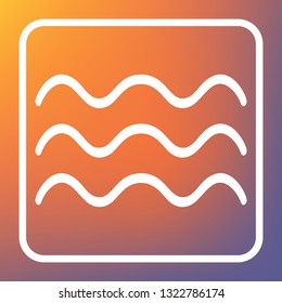 Waves sign illustration. Vector. White icon on transparent button at orange-violet gradient background.