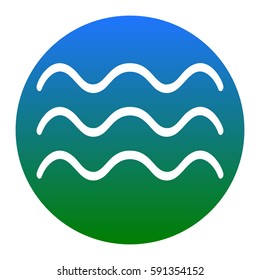 Waves sign illustration. Vector. White icon in bluish circle on white background. Isolated.