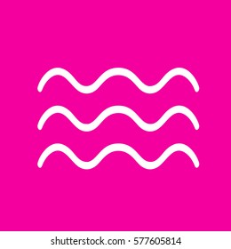 Waves sign illustration. White icon at magenta background.