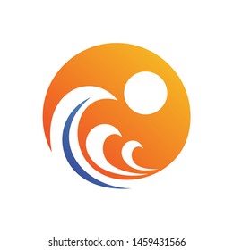 Waves Silhouette in Circle Logo Design