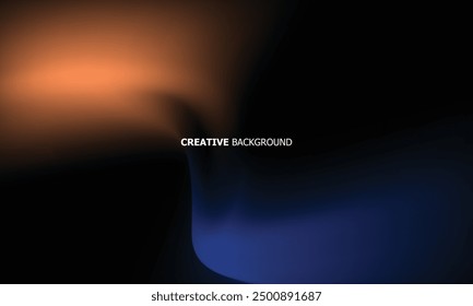 waves smooth gradient color orange blue on black abstract background design