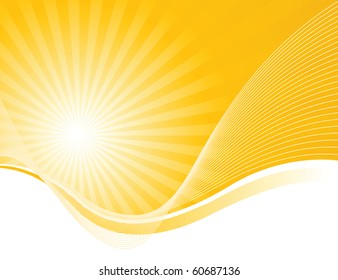 Waves and solar beams on a yellow background