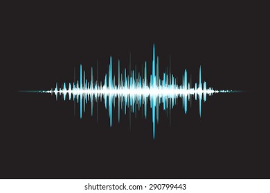Waves Sound in glow light. Abstract background. Vector illustration