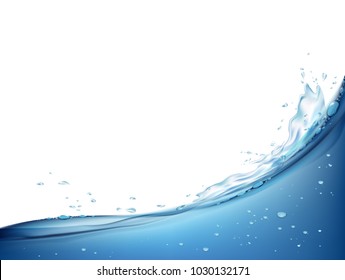 Waves splashing on the water surface. Natural background. Isolated on white background. Stock vector illustration.