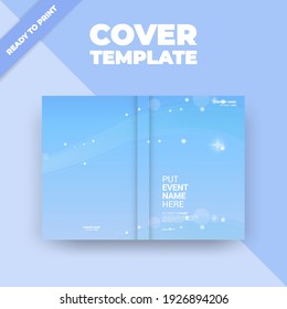 Waves with stars, Flyer brochure design template cover. business cover size A4 template