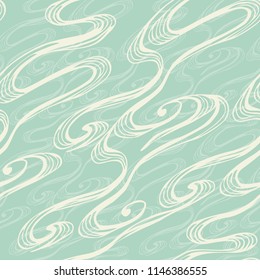 Waves in the style of Japanese graphics. Seamless pattern.