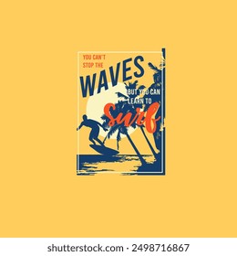 Waves summer beach surf retro poster graphic design