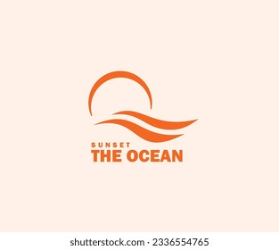 Waves and sun logo vector design