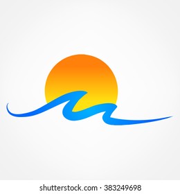 waves and sun vector symbol