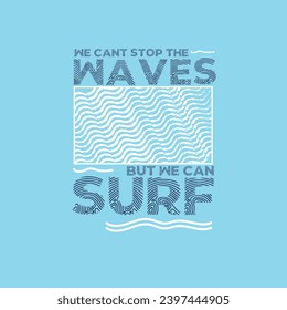 Waves Surf typography summer beach ocean wave line t shirt design