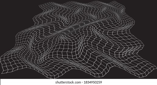 Waves surface. Abstract 3d illusions. Pattern or background with wavy distortion effect. Vector illustration