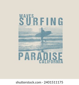 Waves Surfparadies California Typografie Beach Surfer Shirt Design