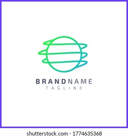 Waves surround the earth. Unique and simple logo design.