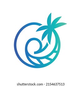 Waves Tree Palm Business Logo Design