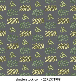 waves and triangles abstract with grey background seamless repeat pattern